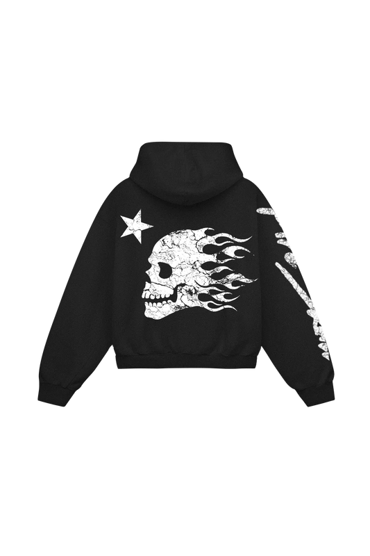 Fire $kull zipper hoodie